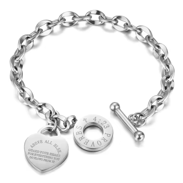 Las mujeres y las niñas usan eslabones de cadena de acero inoxidable a la moda con hebillas OT para tallar pulseras, regalo del Día de la Madre - 1