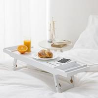 bandeja bañera bambu madera plegable cama patas espacio libro tablet extensible