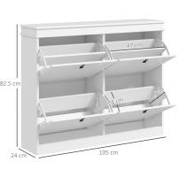Mueble zapatero blanco estrecho con 2 puertas abatibles y estantes ajustables para 10 pares de zapatos para recibidor/pasillo. - details 4
