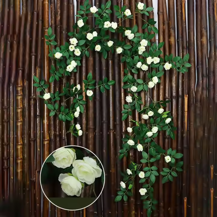 Flor Artificial de tacto Real de seda, 54/60 cabezas, rosas falsas, hojas de vid, decoración colgante, ramo, decoración del banquete de boda - 1