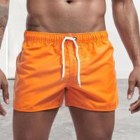 Pantalones cortos de surf de playa para hombre, cintura elástica de tiro bajo, cordón, ribete lateral irregular transpirable, traje de baño, verano - details 8