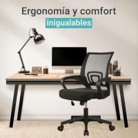 Escritorio Ergonómico - Silla Oficina con Apoyo Lumbar, Estructura de Plastico, Malla Transpirable, Ruedas Giratorias 360 °   Soporta hasta 120kg - details 2