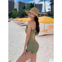 Nuevo traje de baño coreano Sexy de realce de una pieza, vestido recortado, traje de baño para mujer, traje de baño bonito - details 10
