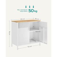 Armario de Almacenamiento, Aparador de Metal, Puerta Magnética Doble, Estante Ajustable, Marco de Acero, 40 x 80 x 76 cm, Beige Natural y Blanco - details 2