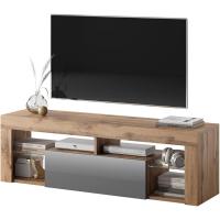 Mueble TV Moderno/Mesa TV/Mueble para Salón / 140 cm (sin LED, Nogal/Negro Brillante) - details 13