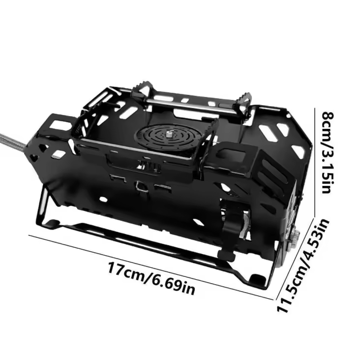 Estufa de Camping Plegable y Ligera de 400W A Prueba de Viento, Quemador de Luz y Caja de Transporte - 1