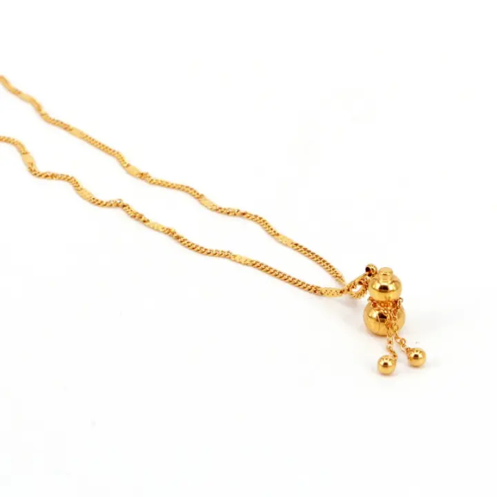 Nueva Cadena de Clavícula con Flecos de Calabaza Collar Versátil de Acero de Titanio con Cuentas de Oro Fulu de Lujo Ligero y de Alta Gama - 1