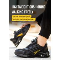 Zapatos De Seguridad Para Hombre Con Botones Giratorios Y Punta De Acero Indestructibles Antipinchazos Y Con Almohadilla De Aire Botas De Trabajo Con Suela De Goma Material De Tela Y Algodón - details 3