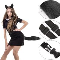 Faux Fur Fox Cat Ears Hair Clip Tail Gloves Set Fluffy Wolf Fox Cosplay Costume Animal Dress Up Fancy Dress Accessories Halloween Role Play Party Costume Couples sex toys - details 0