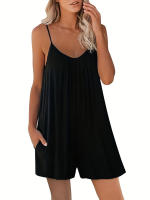 Mono informal con bolsillos para mujer, camiseta sin mangas para primavera y verano - details 1