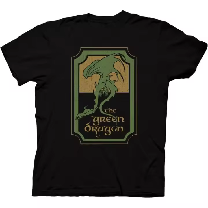 Camiseta de cuello redondo Unisex para adultos, dragón verde, el señor de los anillos - 1