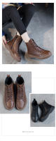Botas cortas de realce interior de cuero, botas de caballero finas de suela gruesa, zapatos de mujer versátiles - details 15