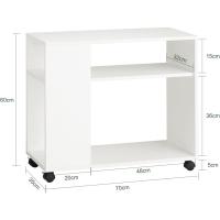 Mesa Auxiliar con 2 Estantes Consola Mesita de Noche con Ruedas Mesa Blanca Mesita 70 x 35 x 60 cm FBT34-W ES - details 2