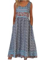 NOVEDAD DE VERANO 2025, vestido veraniego MIDI informal bohemio sin mangas para mujer con bolsillos y suelto - details 2
