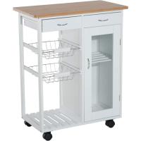 Carrito de Cocina Multiusos con Ruedas Ideal para Baño Dormitorio Estantería de Madera 70x37x85cm - details 0