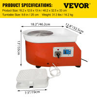 VEVOR-máquina de rueda de cerámica eléctrica, Kit de bricolaje, herramienta de arcilla - details 11