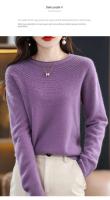 100% suéter de punto de lana Merino Otoño/Invierno 2024 nuevo jersey de cuello redondo para mujer Top hueco 11 colores abrigo versátil NJR1107 - details 18