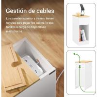Auxiliares para Salón Mesilla de Noche Estrecha para Dormitorio con 1 Cajón y 1 Compartimento Abierto Blanco y Madera 20 x 35 x 60 cm FBT111-WNx2 ES - details 15