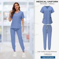 Exfoliantes médicos, accesorios de enfermería Dental, conjunto de Top de manga corta + pantalones, bata quirúrgica, uniforme de Spa transpirable para mujer - details 9