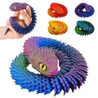 Figura de serpiente de simulación de articulación móvil impresa en 3D, adorno creativo de escritorio para el hogar y la Oficina, regalos artesanales de Año Nuevo - details 3