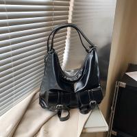 Mochilas con múltiples bolsillos de Color sólido estilo Y2K, bolso cruzado de cuero PU de gran capacidad, bolso de hombro, mochila para mujer - details 12