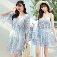Traje de baño dividido para mujer, conjunto deportivo de tres piezas con cubierta de vientre delgado, traje de baño con cubierta de carne - details 6