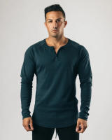 Camisetas deportivas para hombre, camiseta informal de algodón con cuello Henry - details 5