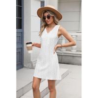 Nuevo Vestido informal de verano con cuello en V y Color sólido con cierre de palacio y bolsillo para mujer - details 33