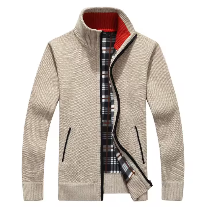 Chaqueta de Punto Gruesa para Hombres Estilo Casual de Invierno Cardigan de Lana con Cremallera Completa - 1
