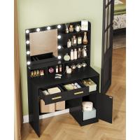 Mesa de Maquillaje con Espejo y LED Regulables Diseño de Cajón y Armario con 3 Escritorios y 4 Compartimentos Abiertos Blanco DT32503X - details 19