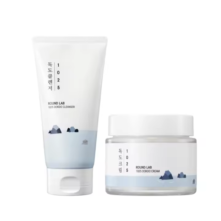 Limpiador ROUND LAB 1025 Dúo de Crema Dokdo 80ml+ Hidratación de 24 Horas para Piel Sensible - 1
