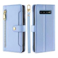 Funda de teléfono de cuero magnética multifuncional para Galaxy S10, funda protectora con cremallera, 4G, de moda - details 12