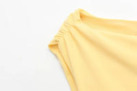 TRAFZA 2025, vestidos largos elegantes de verano para mujer, vestidos amarillos con cuello redondo y pliegues decorados con cremallera, vestido sin mangas con abertura a la moda para mujer - details 5