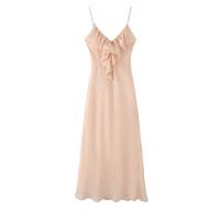 PB & ZA 2025 decoración en capas temperamento simple vestido con tirantes estilo de vacaciones falda larga de nicho novedad de verano ropa de mujer - details 1