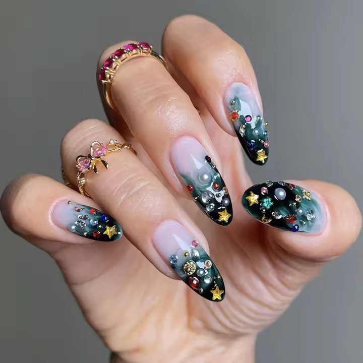 Wearable uñas tinte verde mármol simple mareo dedos uñas postizas manicura uñas removibles piezas - 1