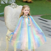Capa de disfraz de princesa para niña, accesorios de fiesta, Blancanieves, Elsa, Anna, Rapunzel, Aurora, lentejuelas, tul, Halloween - details 4