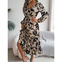 Vestido casual de manga larga con volantes para mujer, cintura de flores, otoño e invierno - details 4