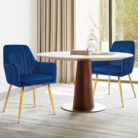 Sillas Nórdicas Ergonómicas Paquete de 2 Diseño de Terciopelo Ideal para Sala de Estar, Comedor o Dormitorio Azul, Espuma, Metal - details 2