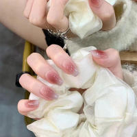Uñas postizas brillantes para mujer, uñas artificiales de resina de larga duración, color rosa y azul, para uso diario, 24 piezas - details 1