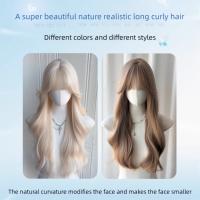 Peluca sintética con flequillo de aire para mujer, pelucas onduladas rizadas al agua para Cosplay de Halloween, cubierta completa para la cabeza, pelucas en capas naturales para fiesta - details 15