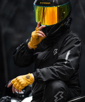 Guantes de medio dedo de piel de oveja a prueba de caídas - details 2