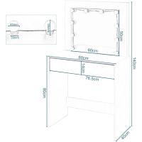 Tocador de Maquillaje Moderno con Luz LED y Espejo Grande Mueble de Dormitorio con 2 Cajones y 3 Compartimentos Abiertos - details 12