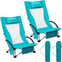 Silla de Playa Plegable Ligera Carga Max 180kg Asiento Inferior con Respaldo Alto - details 0