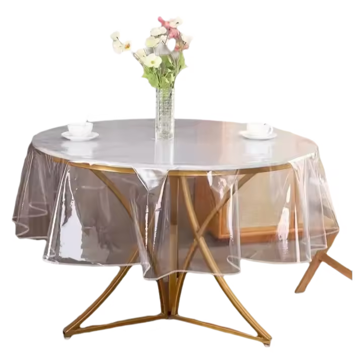 Protector de mesa transparente, cubierta redonda de PVC resistente al aceite, a prueba de manchas, limpiable, decorativa para habitación - 1