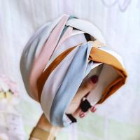 Diadema con lazo anudado cruzado para niña, bandas antideslizantes para el cabello de tela, diadema de Aro para la cabeza a rayas, novedad - details 1