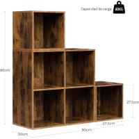Estanteria Libreria con 6 Compartimentos, Estanteria de Almacenamiento de Madera, para Salon, Estudio y Oficina, Roble Claro, 90x30x90 cm - details 20
