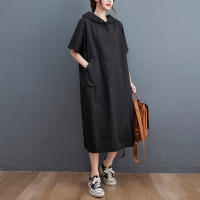 Elegante Vestido Oversize de Verano Manga Corta, Ajuste Suelto, Moda Vintage Negro para Mujeres - details 9