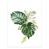 Pintura Nórdica en Lienzo de Monstera Hojas Botánicas Decoración Artística de Pared para Dormitorio Marca DHROOM Material Lienzo - details 4