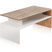 Centro Doble Altura, Mesita para Salón, Mesa Auxiliar, Modelo Iris, Acabado en Color Blanco Artik y Roble Nodi, - details 1