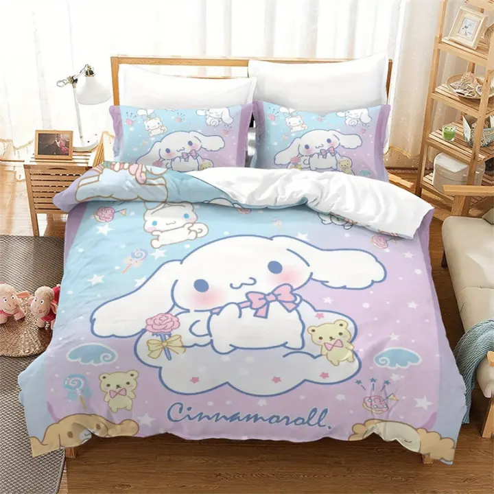 Cinnamoroll-Juego de ropa de cama, edredón suave y cómodo, incluye 1 funda de edredón y 2 fundas de almohada, para decoración de dormitorio o habitación de invitados - 1